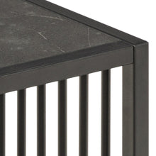 Load image into Gallery viewer, Strington Stylish Black Marble Look Side Table With Metal Bar Base 40x40cm