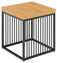 Load image into Gallery viewer, Strington Stylish Oak Melamine Side Table With Metal Bar Base 40x40cm