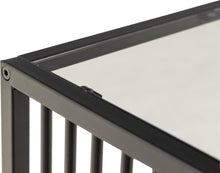 Load image into Gallery viewer, Strington Stylish Smoked Glass Side Table With Black Metal Bar Base 40x40cm