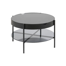Load image into Gallery viewer, Tipton Coffee Table With Hidden Storage Smoked Glass Black Metal Frame 75x45cm