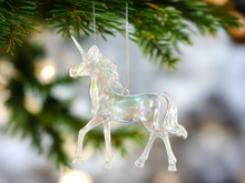 Load image into Gallery viewer, Iridescent Shimmer Unicorn Hanging Christmas Decoration Magical Fairy Tale Themed Xmas Tree Pendant Holographic Lightweight