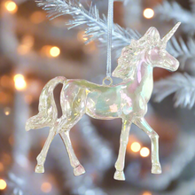 Load image into Gallery viewer, Iridescent Shimmer Unicorn Hanging Christmas Decoration Magical Fairy Tale Themed Xmas Tree Pendant Holographic Lightweight