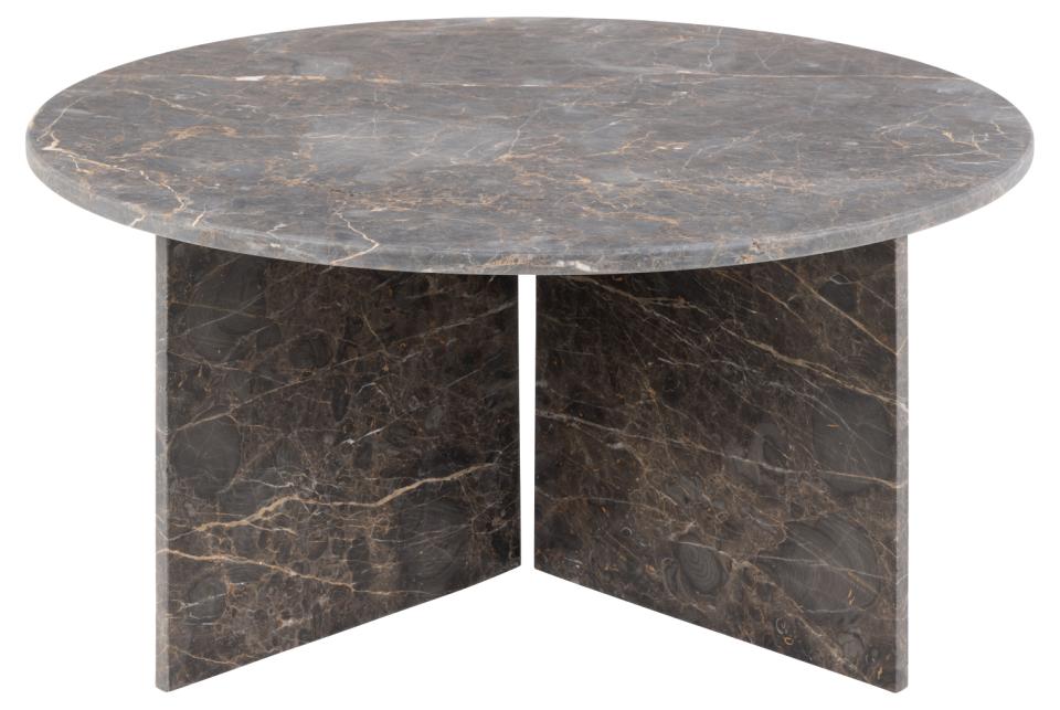 Vega Designer Solid Marble Stone Coffee Table In Brown Marron 90cm