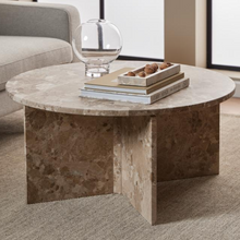 Load image into Gallery viewer, Vega Designer Solid Marble Stone Coffee Table Latte Brown 90cm