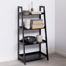 Load image into Gallery viewer, Wally Wooden Step Bookcase Storage Shelf Unit In Black 63x40x130 cm