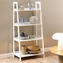 Load image into Gallery viewer, Wally Wooden Step Bookcase Storage Shelf Unit In White 63x40x130 cm