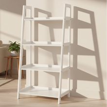 Load image into Gallery viewer, Wally Wooden Step Bookcase Storage Shelf Unit In White 63x40x130 cm