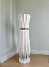 Load image into Gallery viewer, Large White Ceramic Floor Standing Vase With Gold Stripe 60cm Home Decor