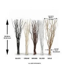 Load image into Gallery viewer, Set of five different colored branch arrangements with measurements on a white background