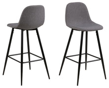 Load image into Gallery viewer, Wilma Fabric Bar Stool, Set Of 2 Comfort Bar Counter Stools With Black Metal Legs