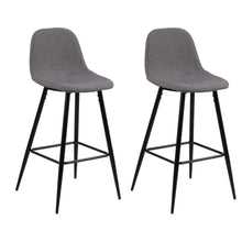 Load image into Gallery viewer, Wilma Fabric Bar Stool, Set Of 2 Comfort Bar Counter Stools With Black Metal Legs