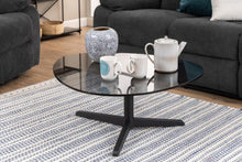 Load image into Gallery viewer, Barnsley Smoked Glass Designer Coffee Table Plectrum Shape 84x77x34cm