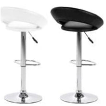 Load image into Gallery viewer, Plump Designer Bar Stool With Gas Lift, Leather Seat And Backrest With Chrome Base And Footrest