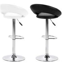 Load image into Gallery viewer, Plump Designer White Bar Stool, Adjustable Height Leather Seat And Backrest With Chrome Base And Footrest