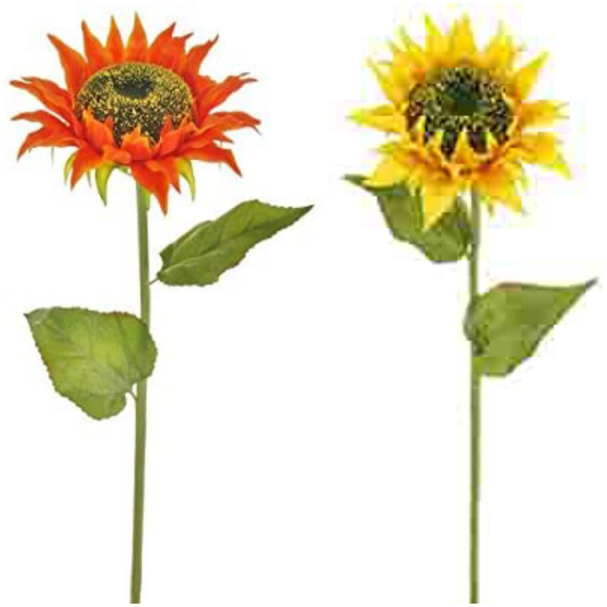 Large Silk Sunflower Long Stem Quality Artificial Flowers In Yellow or Orange
