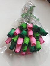 Load image into Gallery viewer, Bouquet Of 24 Mixed Green and Pink Wooden Roses - Tropical