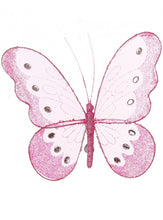 Load image into Gallery viewer, Medium Nylon Glitter Diamante Butterfly Decoration With Metal Clip On Reverse In Various Colours 18cm