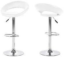 Load image into Gallery viewer, Plump Designer White Bar Stool, Adjustable Height Leather Seat And Backrest With Chrome Base And Footrest