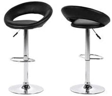 Load image into Gallery viewer, Plump Designer Bar Stool With Gas Lift, Leather Seat And Backrest With Chrome Base And Footrest
