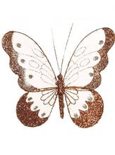Load image into Gallery viewer, Medium Nylon Glitter Diamante Butterfly Decoration With Metal Clip On Reverse In Various Colours 18cm