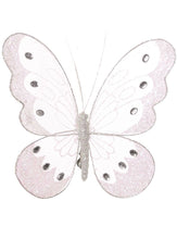 Load image into Gallery viewer, Medium Nylon Glitter Diamante Butterfly Decoration With Metal Clip On Reverse In Various Colours 18cm