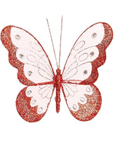 Load image into Gallery viewer, Medium Nylon Glitter Diamante Butterfly Decoration With Metal Clip On Reverse In Various Colours 18cm