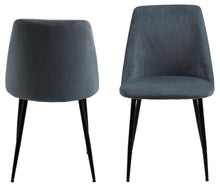 Load image into Gallery viewer, Ines Luxury Fabric Dining Chair In Grey With Black Metal Legs, Set Of 4 Chairs