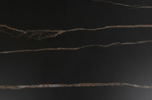 Load image into Gallery viewer, Malta Round Black Ceramic Designer Dining Table Curve Metal Base Marble Look 90x75cm