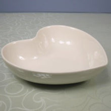 Load image into Gallery viewer, Heart Shaped Ceramic Heart Bowl in Black or Cream Glossy Finish 24x24x6