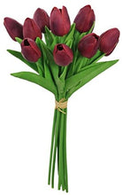 Load image into Gallery viewer, Bunch Of Tulips, 10 Stems Of Real Touch Artificial Hand Tied In A Bouquet With Raffia, Choose From 5 Colours