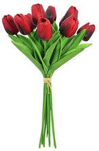 Load image into Gallery viewer, Bunch Of Tulips, 10 Stems Of Real Touch Artificial Hand Tied In A Bouquet With Raffia, Choose From 5 Colours