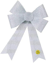 Load image into Gallery viewer, Extra Large Light Up White Tinsel Bow With Flashing LEDs, Battery Operated Christmas Decoration