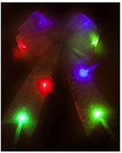 Load image into Gallery viewer, Extra Large Light Up White Tinsel Bow With Flashing LEDs, Battery Operated Christmas Decoration