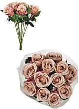 Load image into Gallery viewer, One Dozen Silk Rose Bouquet 12 Single Stem Artificial Flowers Celia Roses in Dusky Pink Home Decor