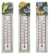 Load image into Gallery viewer, Ceramic Rustic Floral Garden Thermometer Decoration