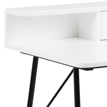 Load image into Gallery viewer, Pascal Office Desk With Drawer In White With Black Metal Legs Space Saving 100x55x89cm