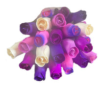 Load image into Gallery viewer, Bouquet Of 24 Mixed Purple Wooden Roses - Amethyst