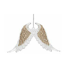 Load image into Gallery viewer, Elegant Angel Wings Christmas Hanging Decoration Sequin Detail Acrylic in Rose Gold, Pale Gold, or Silver