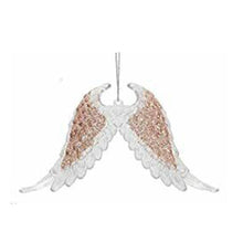 Load image into Gallery viewer, Elegant Angel Wings Christmas Hanging Decoration Sequin Detail Acrylic in Rose Gold, Pale Gold, or Silver