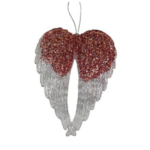 Load image into Gallery viewer, Pretty Angel Wings Sequin Detail, Glass Look Acrylic Hanging Decoration Red, Gold, Blue, Silver, Rose Gold or Blush Pink
