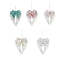 Load image into Gallery viewer, Pretty Angel Wings Sequin Detail, Glass Look Acrylic Hanging Decoration Red, Gold, Blue, Silver, Rose Gold or Blush Pink