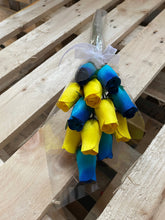 Load image into Gallery viewer, Bouquet of 12 Blue and Yellow Wooden Roses - Sunny Skies