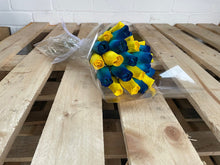 Load image into Gallery viewer, Bouquet Of 24 Mixed Blue and Yellow Wooden Roses - Sunny Skies