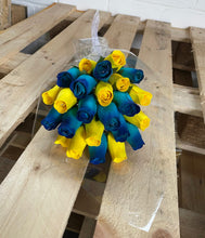 Load image into Gallery viewer, Bouquet Of 24 Mixed Blue and Yellow Wooden Roses - Sunny Skies