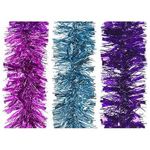 Load image into Gallery viewer, Bright and Colourful Christmas Tree Decorations Modern Brights in Purple, Pink, and Blue Tinsel, and Various Bauble Packs
