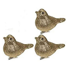Load image into Gallery viewer, Clip on Robins, Set of 3 Clip on Glittery Birds for your Christmas Tree or Craft, Clip Anywhere, Choose Gold, Silver, or Red