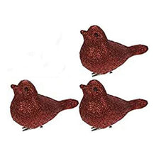 Load image into Gallery viewer, Clip on Robins, Set of 3 Clip on Glittery Birds for your Christmas Tree or Craft, Clip Anywhere, Choose Gold, Silver, or Red