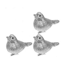 Load image into Gallery viewer, Clip on Robins, Set of 3 Clip on Glittery Birds for your Christmas Tree or Craft, Clip Anywhere, Choose Gold, Silver, or Red