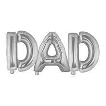 Load image into Gallery viewer, DAD Foil Balloon. 16" Silver Foil Balloons with Blow Straw. Father's Day or Dad's Birthday Backdrop or Party Décor