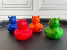Load image into Gallery viewer, Dragon Ducks, Set of 4 Bright Fiery Dragon Rubber Ducks. 'Dragon Ducks' from Ducks in Disguise